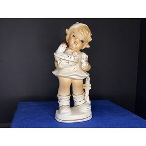 1940's Vintage West Pac Girl Holding Chicken Figure 9" Tall made in Japan‎